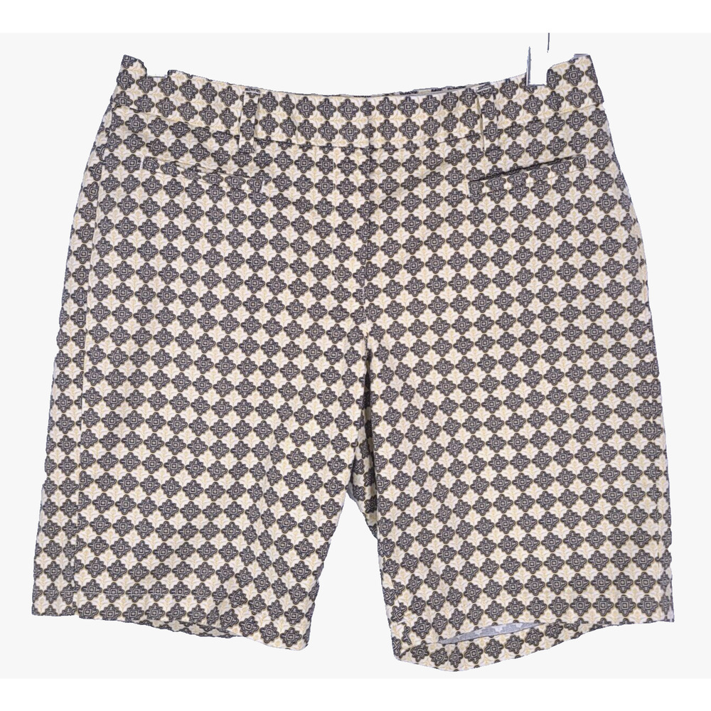 LAND'S END Fit 2 Brown Gold Geometric Chino Shorts Woman 8 Cotton Spandex